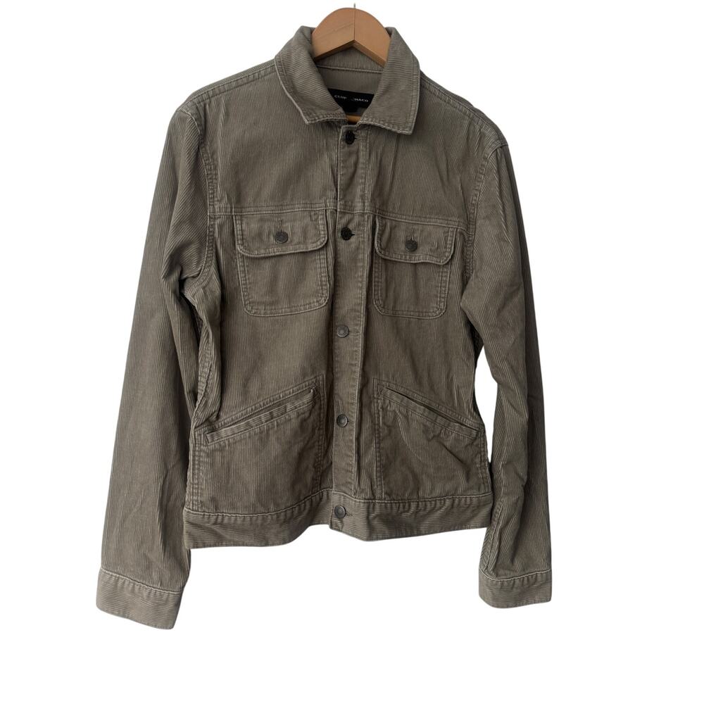 Club Monaco Men S Corduroy Trucker Jacket Taupe S/P 100% Cotton 01330140 Stain